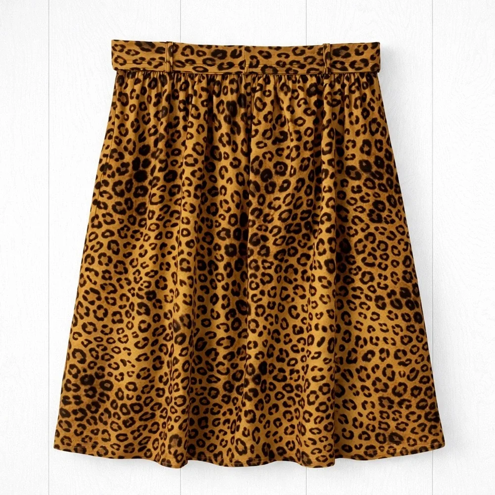 🖤 Jones New York Leopard Print A-Line Midi Skirt Size 10P | Belted Animal Print - Picture 3 of 7